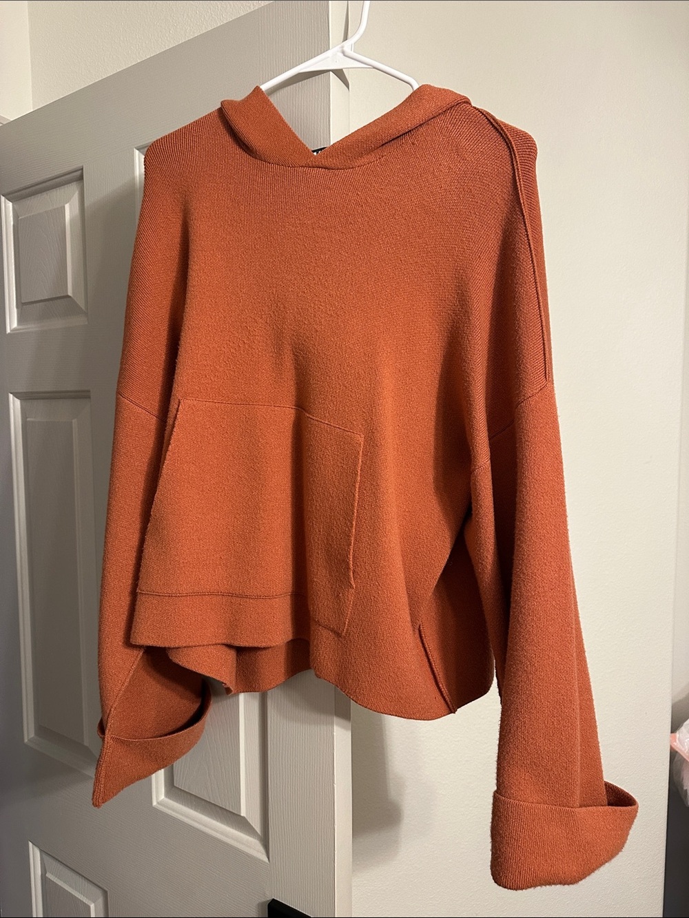 Zara orange knit hoodie